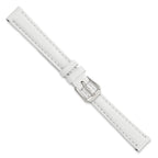 Smooth Leather Watch Band in White with Silver-Tone Buckle, 20mm - Sophia Jewelers