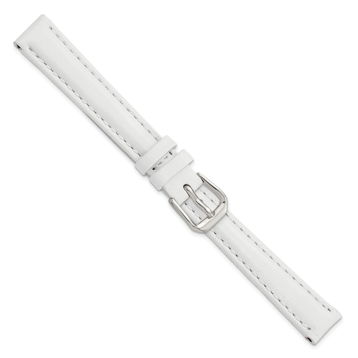 Smooth Leather Watch Band in White with Silver-Tone Buckle, 20mm - Sophia Jewelers