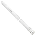 Smooth Leather Watch Band in White with Silver-Tone Buckle, 20mm - Sophia Jewelers