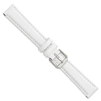 Smooth Leather Watch Band in White with Silver-Tone Buckle, 20mm - Sophia Jewelers