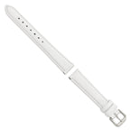 Smooth Leather Watch Band in White with Silver-Tone Buckle, 20mm - Sophia Jewelers