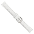 Smooth Leather Watch Band in White with Silver-Tone Buckle, 20mm - Sophia Jewelers