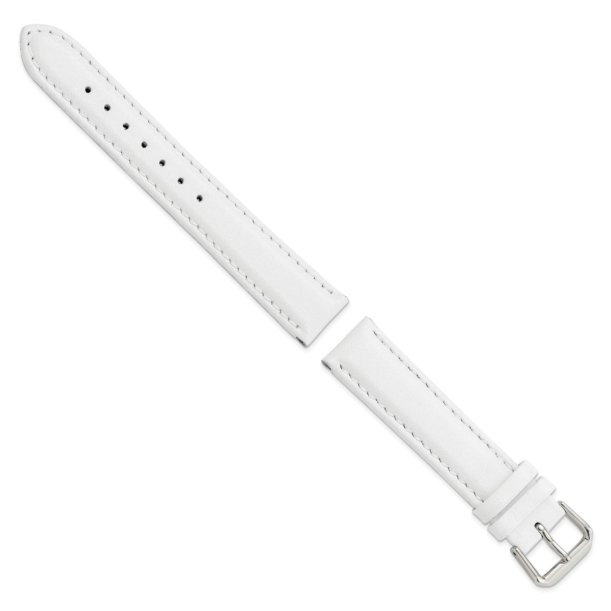 Smooth Leather Watch Band in White with Silver-Tone Buckle, 20mm - Sophia Jewelers