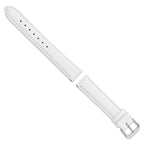 Smooth Leather Watch Band in White with Silver-Tone Buckle, 20mm - Sophia Jewelers