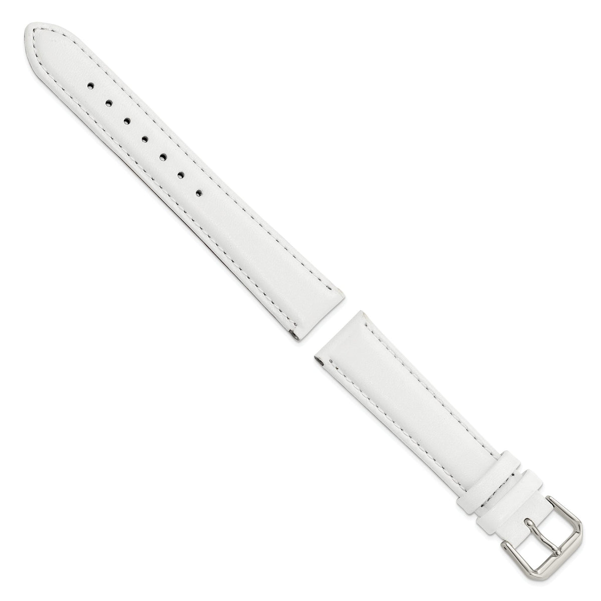 Smooth Leather Watch Band in White with Silver-Tone Buckle, 20mm - Sophia Jewelers