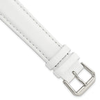 Smooth Leather Watch Band in White with Silver-Tone Buckle, 20mm