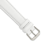 Smooth Leather Watch Band in White with Silver-Tone Buckle, 20mm - Sophia Jewelers