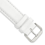 Smooth Leather Watch Band in White with Silver-Tone Buckle, 20mm