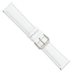 Smooth Leather Watch Band in White with Silver-Tone Buckle, 20mm - Sophia Jewelers