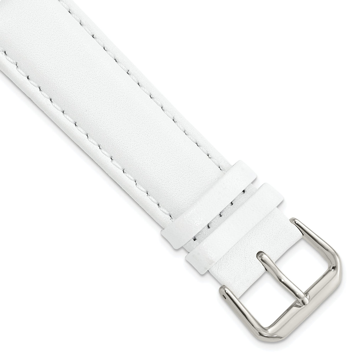 Smooth Leather Watch Band in White with Silver-Tone Buckle, 20mm - Sophia Jewelers
