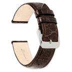 10mm Short Brown Genuine Caiman Leather with Silver-tone Buckle 6 inch Watch Band