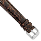 10mm Long Brown Genuine Caiman Leather with Silver-tone Buckle 7.75 inch Watch Band