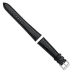DeBeer 20mm Long Black Genuine Caiman Leather with Silver-tone Buckle 8.5 inch Watch Band
