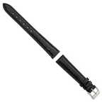 10mm Long Black Genuine Lizard Leather with Silver-tone Buckle 7.75 inch Watch Band