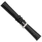 8mm Black Genuine Lizard Leather with Silver-tone Buckle 6.75 inch Watch Band