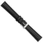 16mm Short Black Genuine Lizard Leather with Silver-tone Buckle Watch 6.75 inch Band