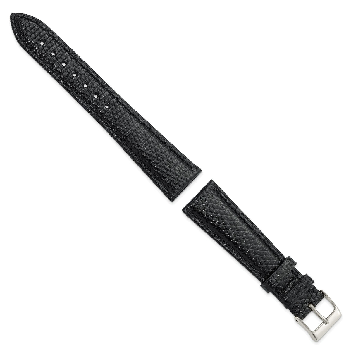 Black Leather Watch Band in Lizard - Sophia Jewelers