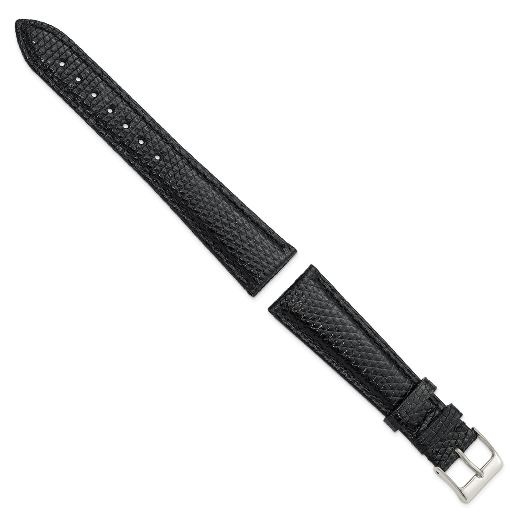 Black Leather Watch Band in Lizard - Sophia Jewelers