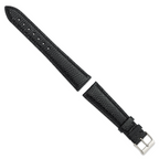 DeBeer 20mm Short Black Genuine Lizard Leather with Silver-tone Buckle 6.75 inch Watch Band