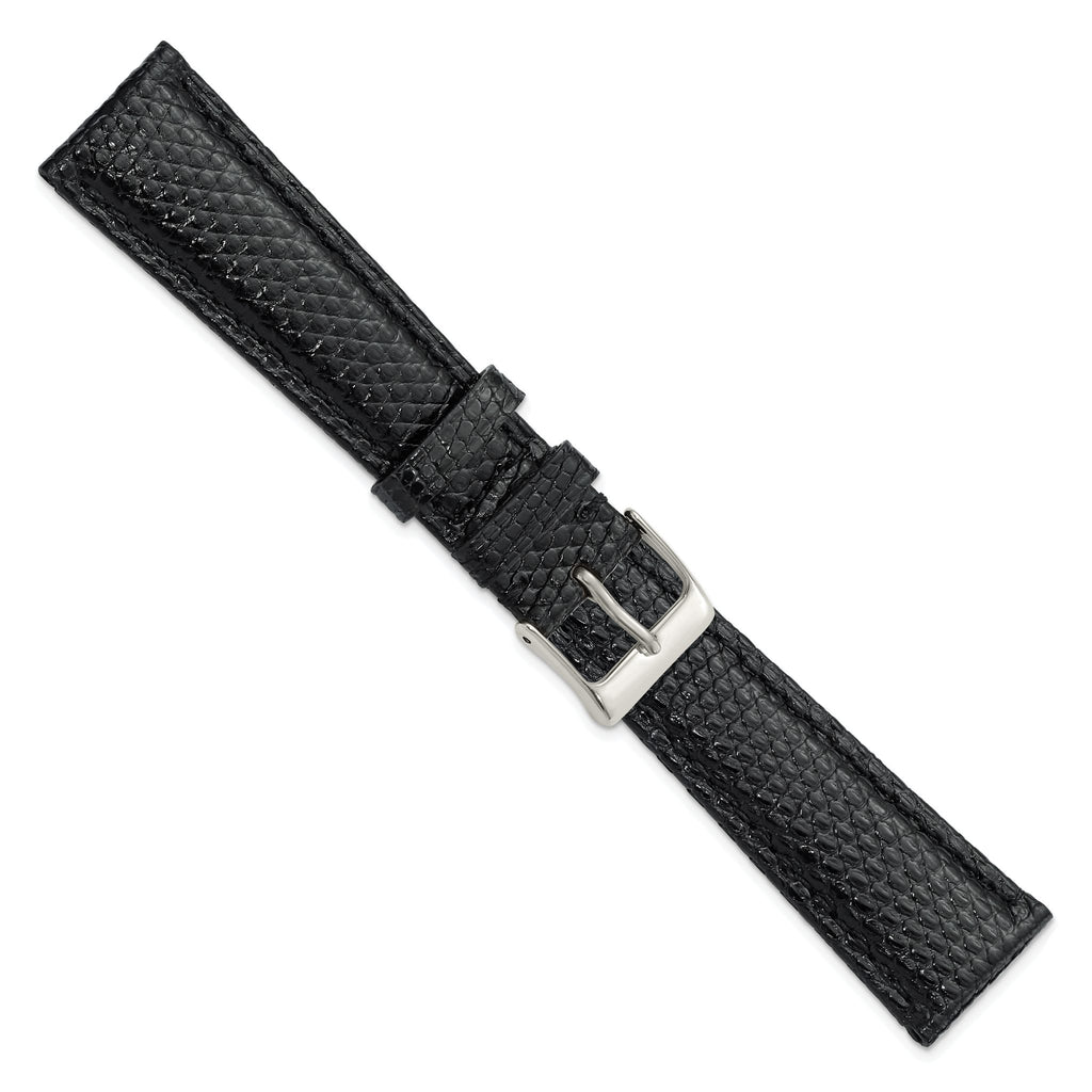 Black Leather Watch Band in Lizard - Sophia Jewelers