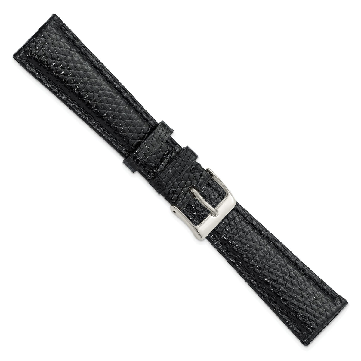 Black Leather Watch Band in Lizard - Sophia Jewelers