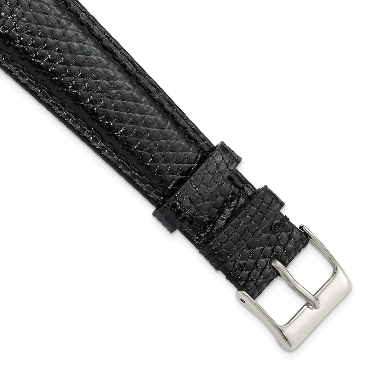 Black Leather Watch Band in Lizard - Sophia Jewelers