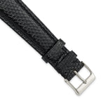 DeBeer 20mm Short Black Genuine Lizard Leather with Silver-tone Buckle 6.75 inch Watch Band