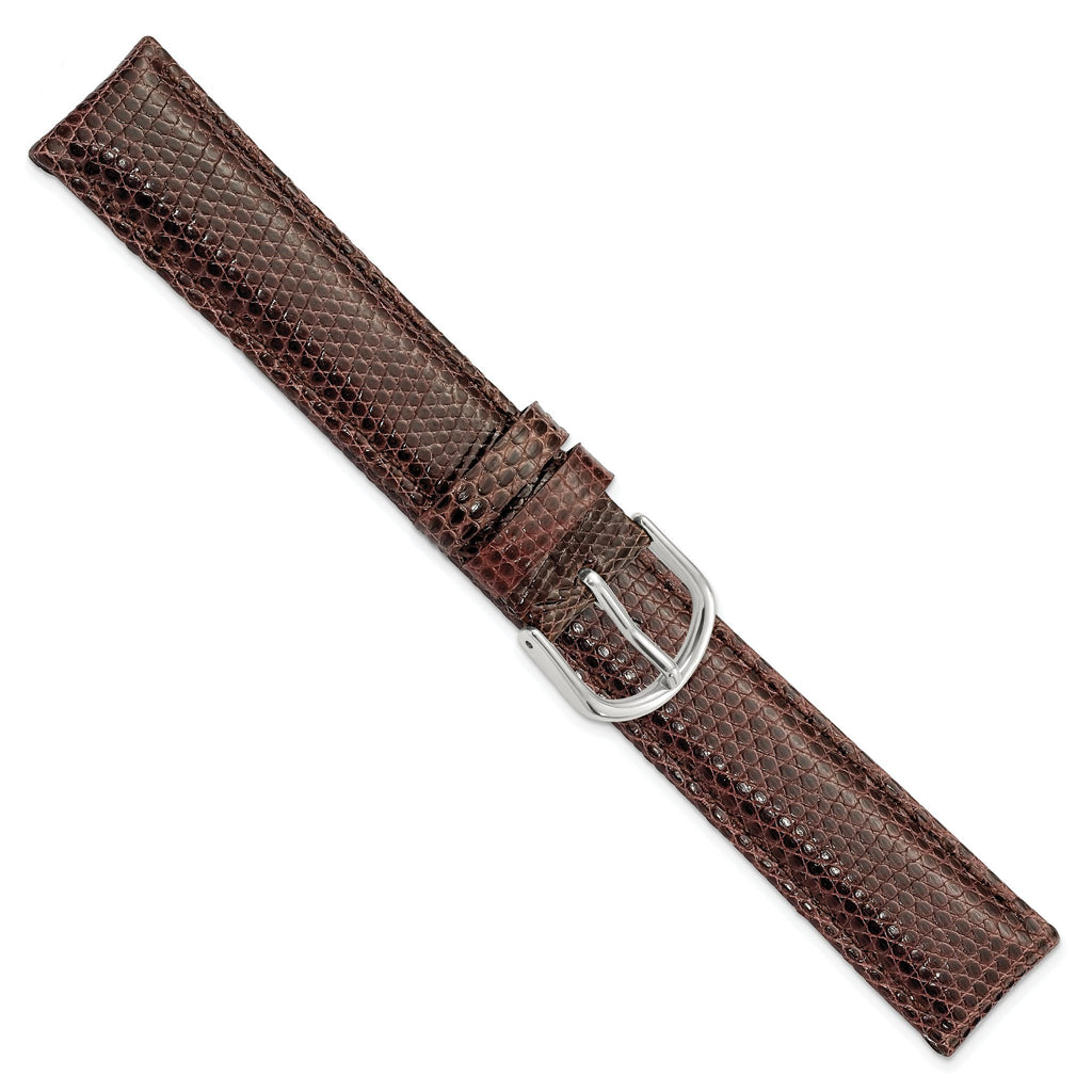 Brown Genuine Lizard Leather Watch Band with Silver-Tone Buckle - Sophia Jewelers