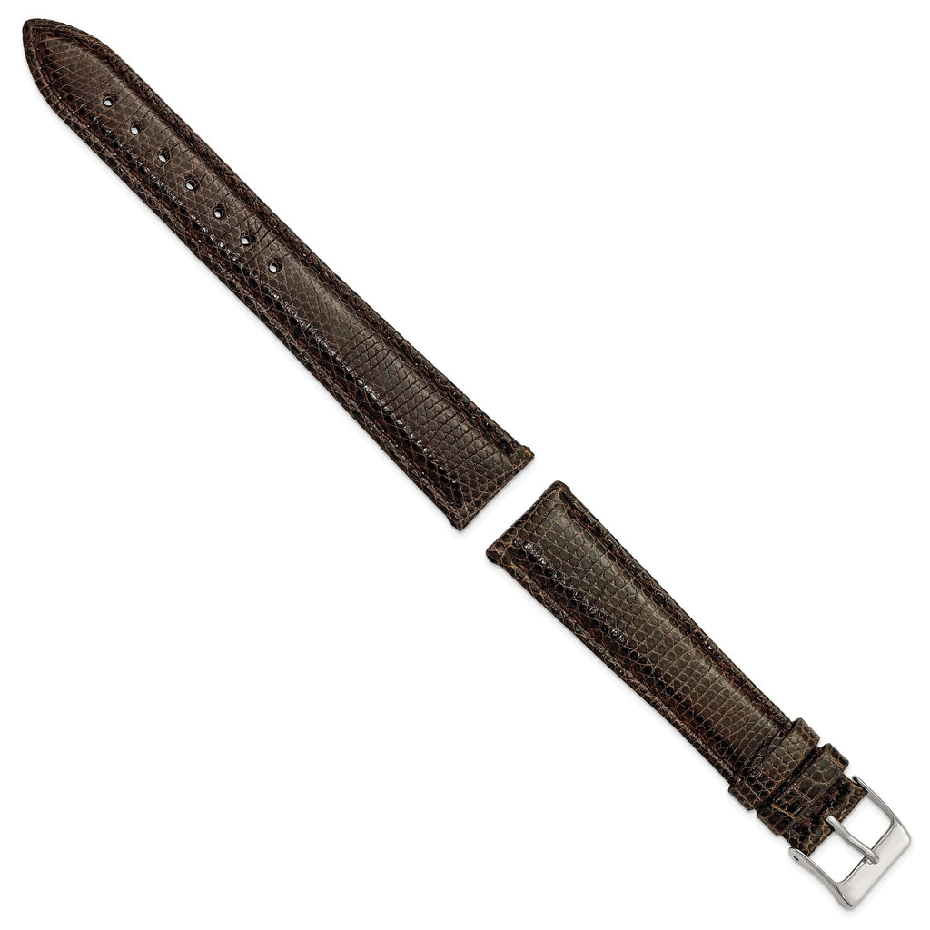 Genuine Lizard Leather Watch Band in Brown, 20mm - Sophia Jewelers