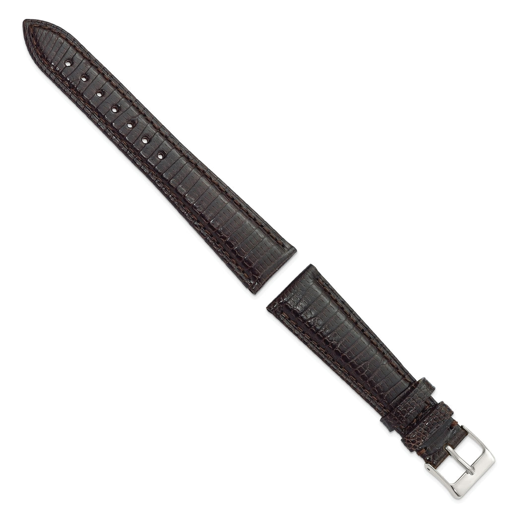 Brown Genuine Lizard Leather Watch Band with Silver-Tone Buckle - Sophia Jewelers
