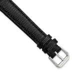 Black Lizard-Grain Leather Watch Band in Silver-Tone Buckle, 19mm