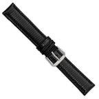 DeBeer 17mm Black Lizard Grain Leather with Silver-tone Buckle 7.5 inch Watch Band