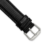 Black Lizard-Grain Leather Watch Band in Silver-Tone Buckle, 19mm
