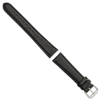 DeBeer 19mm Black Lizard Grain Leather with Silver-tone Buckle 7.5 inch Watch Band