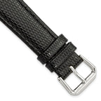Black Lizard-Grain Leather Watch Band in Silver-Tone Buckle, 19mm