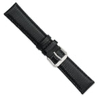 DeBeer 20mm Black Lizard Grain Leather with Silver-tone Buckle 7.5 inch Watch Band