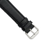 Black Lizard-Grain Leather Watch Band in Silver-Tone Buckle, 19mm