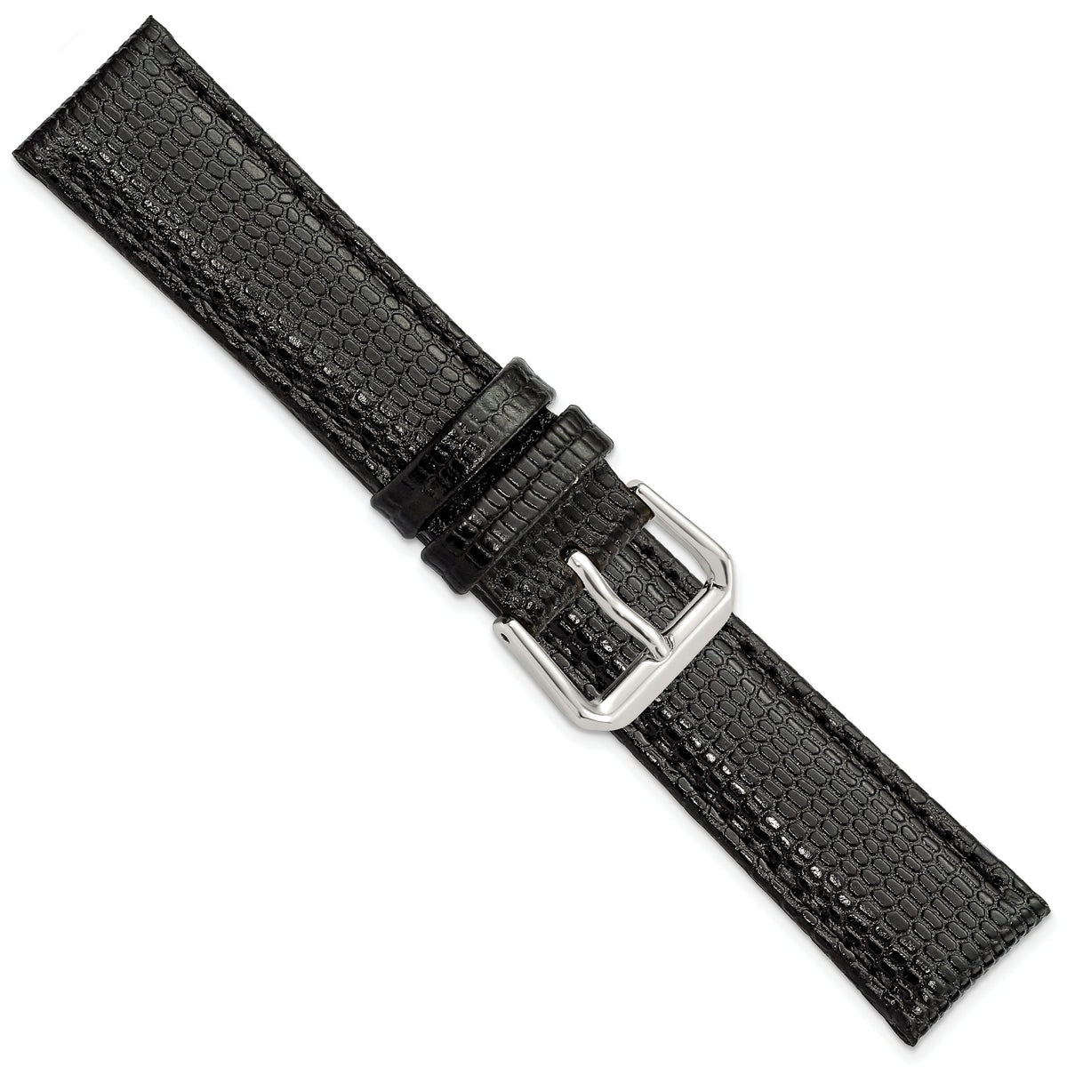 DeBeer Short Lizard-Grain Black Watch Band in Leather - Sophia Jewelers