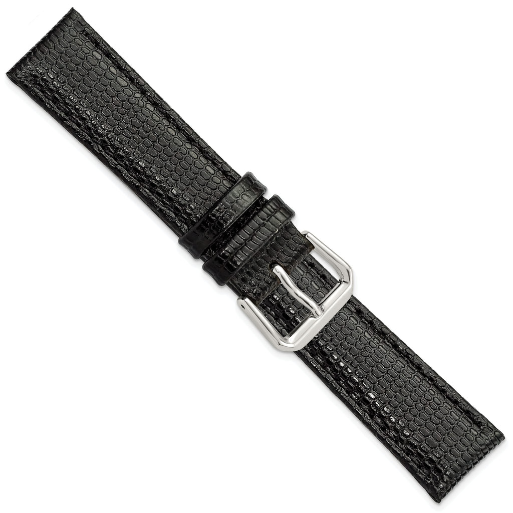 DeBeer Short Lizard-Grain Black Watch Band in Leather - Sophia Jewelers