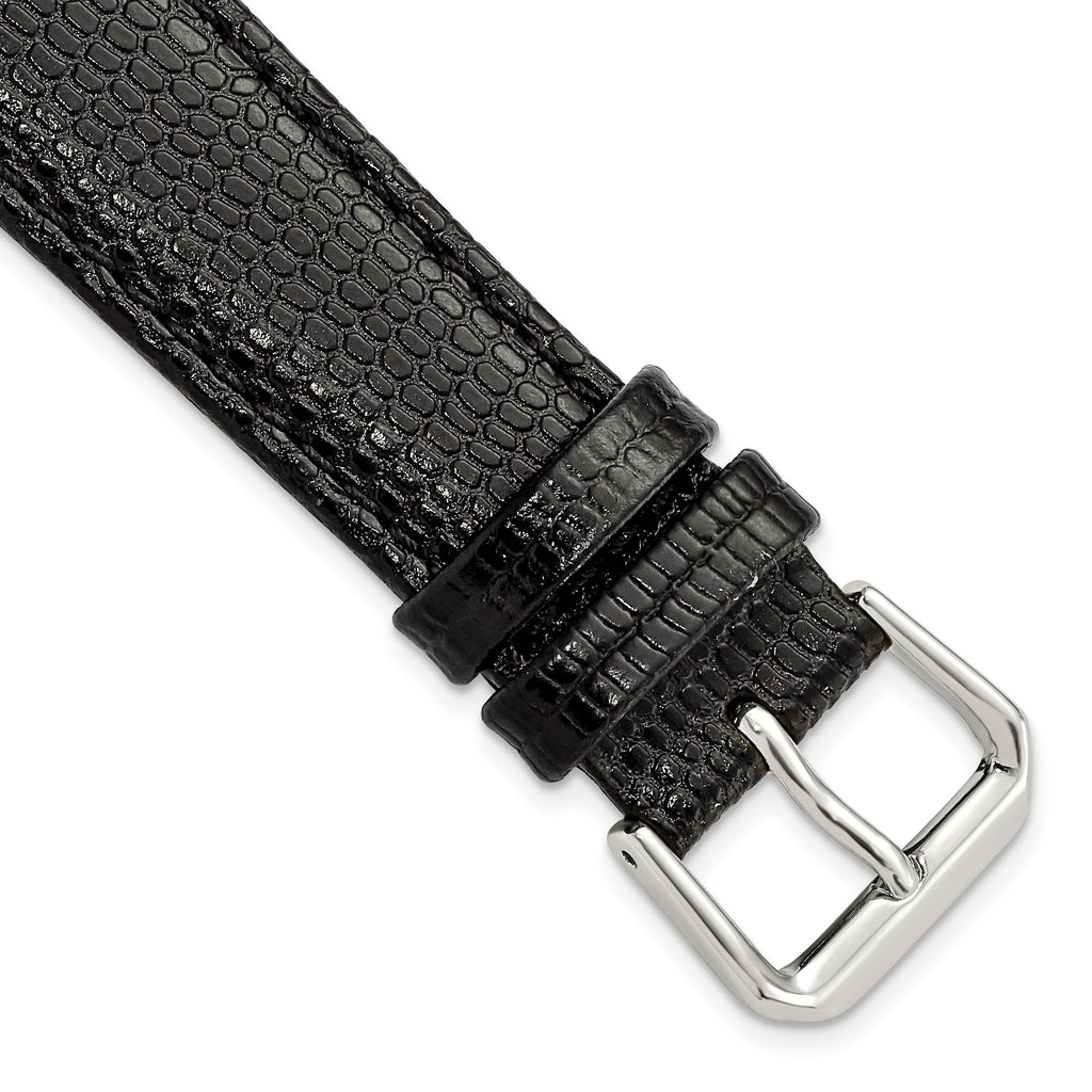 Black Lizard-Grain Leather Watch Band, 16mm