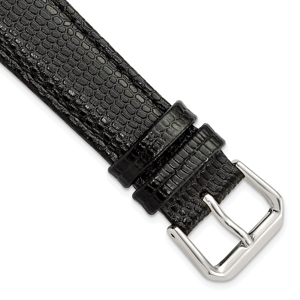 DeBeer Short Lizard-Grain Black Watch Band in Leather - Sophia Jewelers