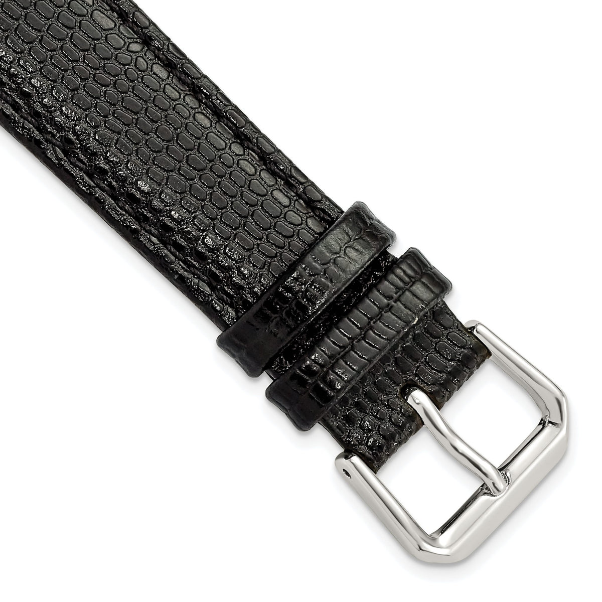 DeBeer Short Lizard-Grain Black Watch Band in Leather - Sophia Jewelers