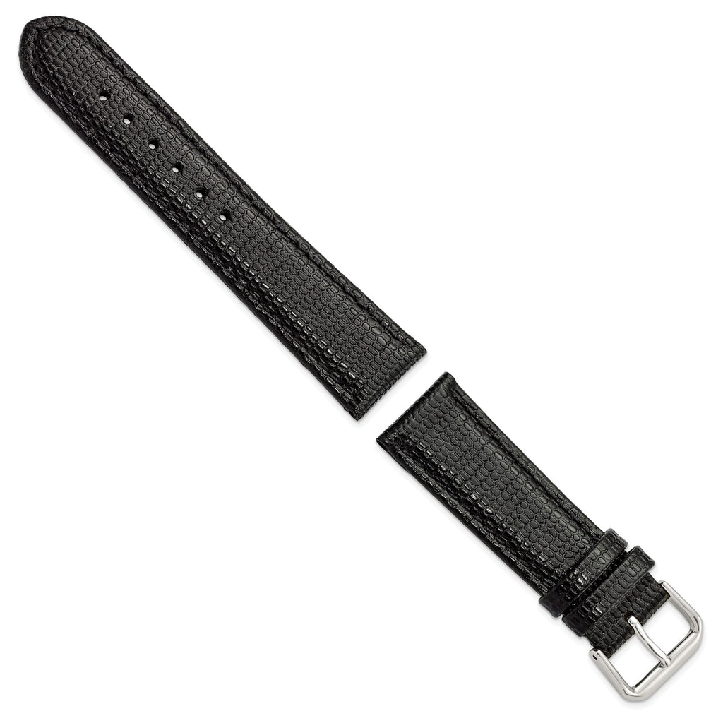 DeBeer Short Lizard-Grain Black Watch Band in Leather - Sophia Jewelers
