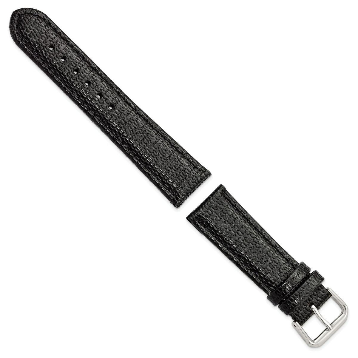 DeBeer Short Lizard-Grain Black Watch Band in Leather - Sophia Jewelers