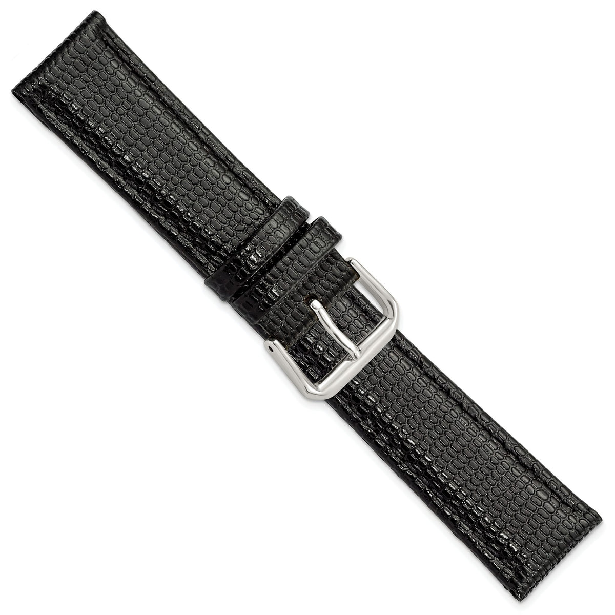 DeBeer Short Lizard-Grain Black Watch Band in Leather - Sophia Jewelers