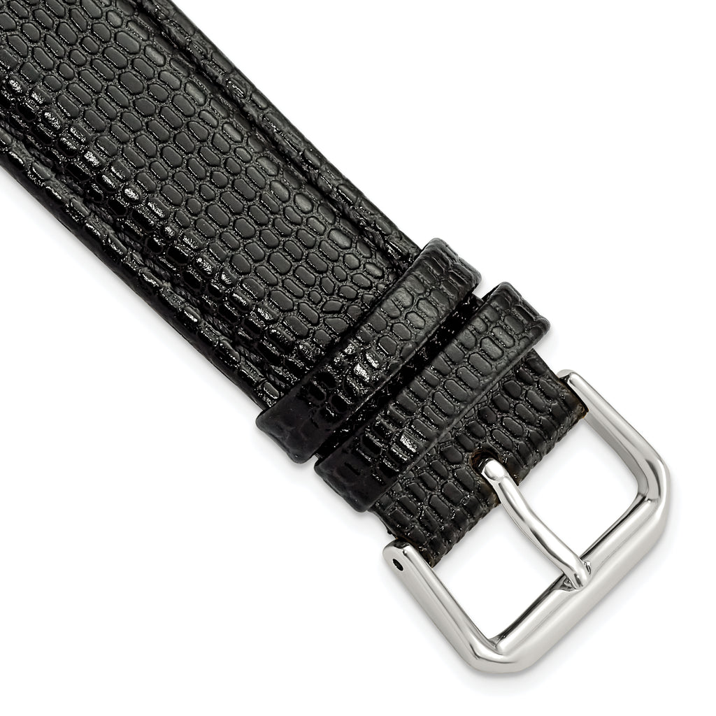 Black Lizard-Grain Leather Watch Band, 16mm