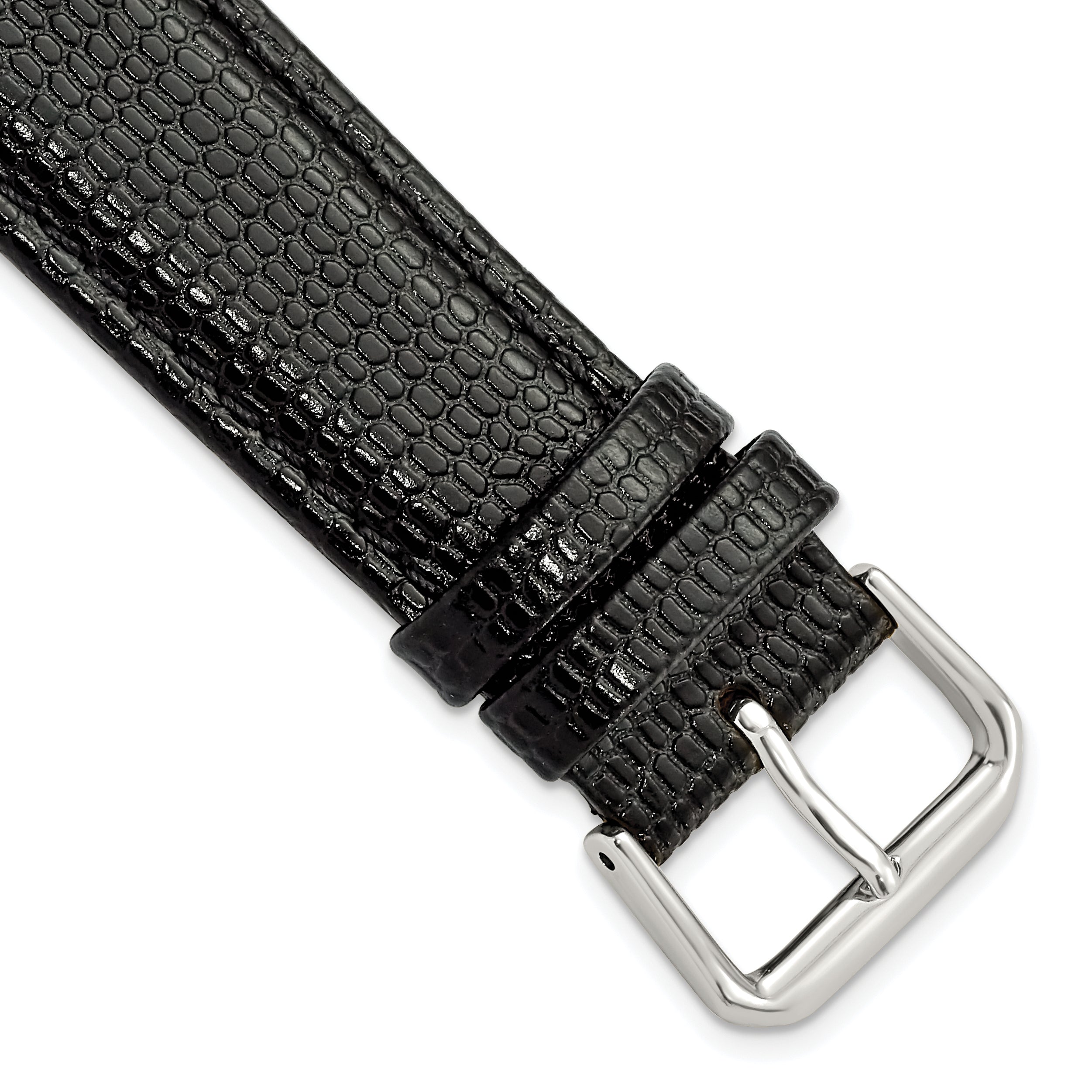 Black Lizard-Grain Leather Watch Band, 16mm