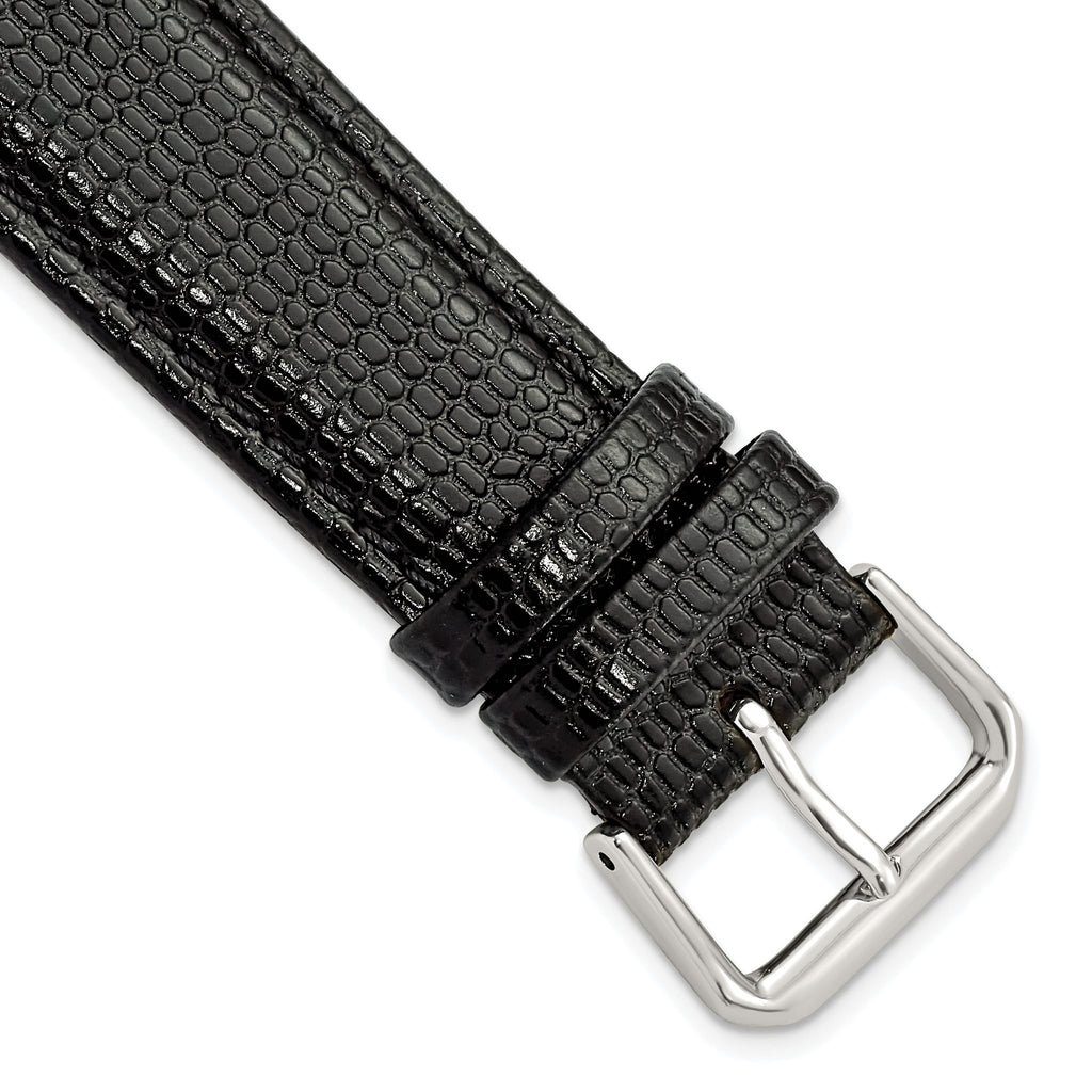 DeBeer Short Lizard-Grain Black Watch Band in Leather - Sophia Jewelers