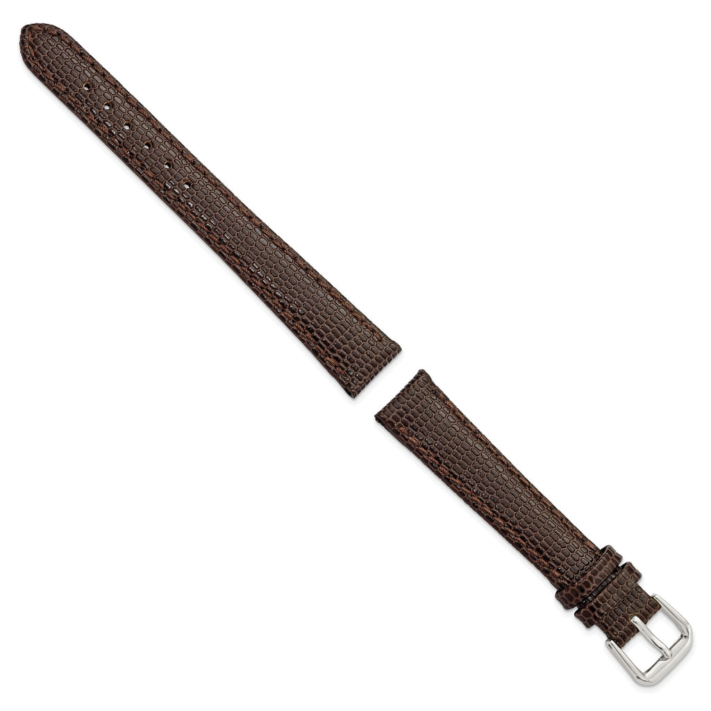 Dark Brown Lizard-Grain Watch Band in Leather - Sophia Jewelers