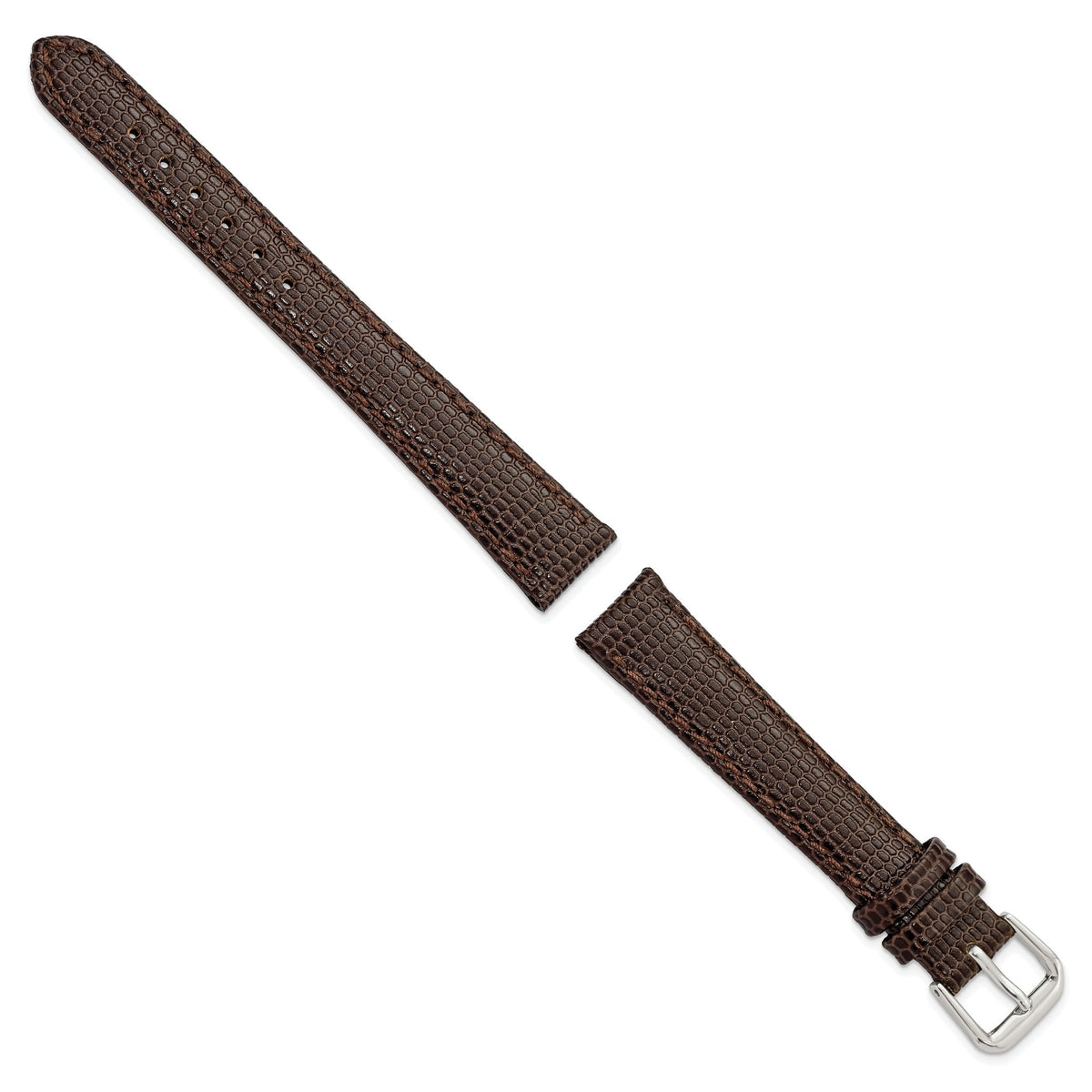 Dark Brown Lizard-Grain Watch Band in Leather - Sophia Jewelers